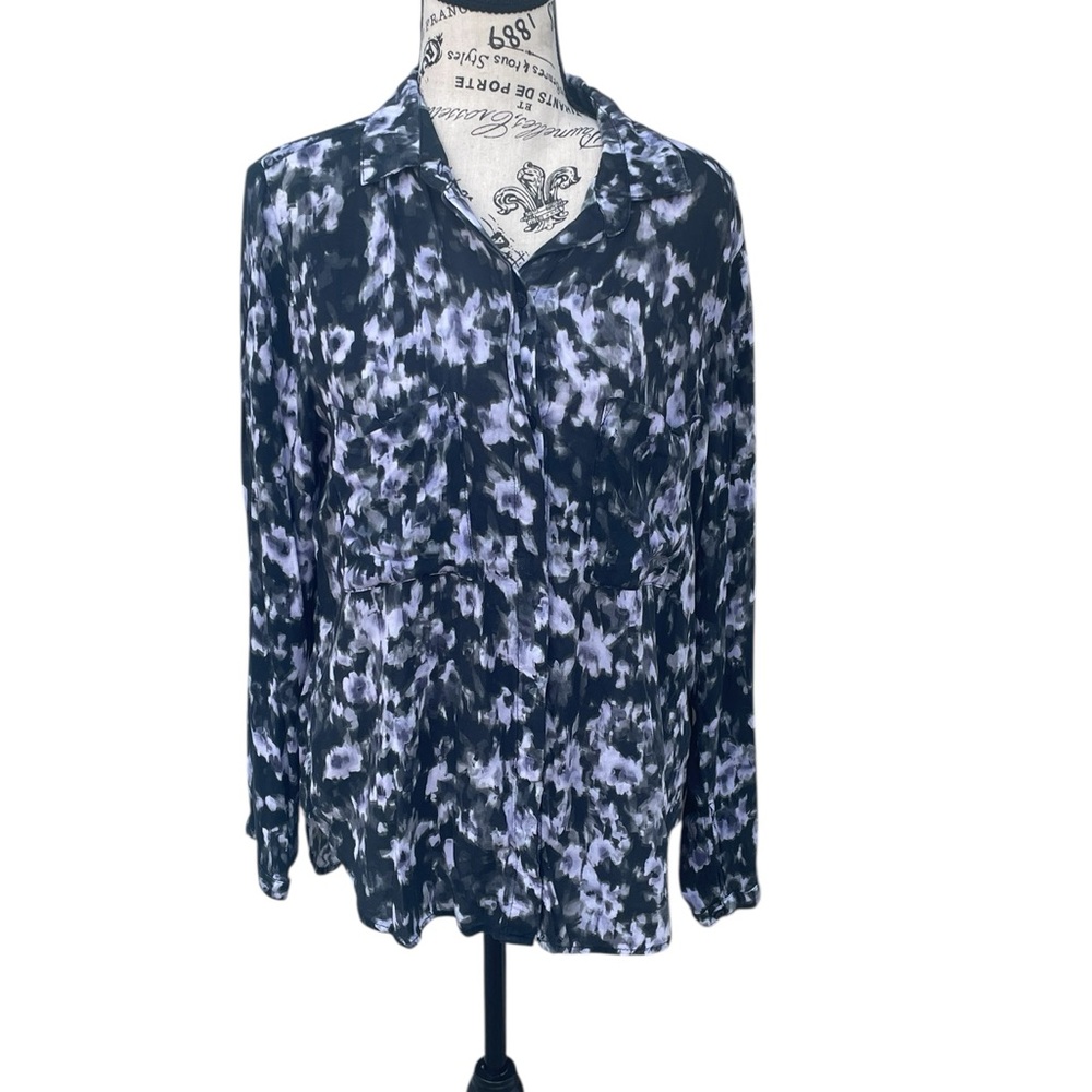Bella Dahl Hipster Shirt, Black Buttondown, 100% Rayon, Size M, EUC
